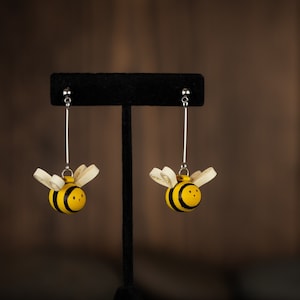 Bumble Bee Yellow Paper Quilling Earrings - 1st Anniversary Gift For Her - Paper Quilling Jewelry - Quilled Earrings - Boho Dangle Earrings