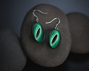 Jade Green Paper Quilling Earrings - Summer Boho Dangle Earrings - Paper Quilled Jewelry - Quilling Jewlery - 1st Anniversary Gift For Her