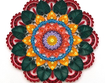 Arte de mandala con filigrana de papel: decoración bohemia colorida para el hogar, 8x8