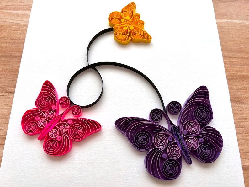 Butterfly Paper Quilling 1st Anniversary Art Decor Gift Quilled Butterfly Framed Art Unique Art Decor Christmas Gifts Colorful Art image 4