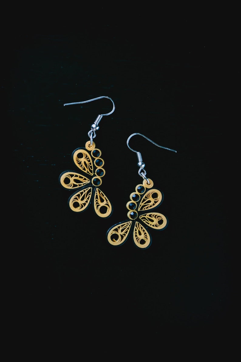 Half Butterfly Quilling Earrings/Yellow Earrings/Paper Etsy