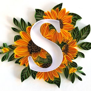 Monogram Initial Paper Quilling Art Work - Personalized paper Quilled Art Work - 1st Anniversary gift for her - Art Deco Bridesmaid Gifts