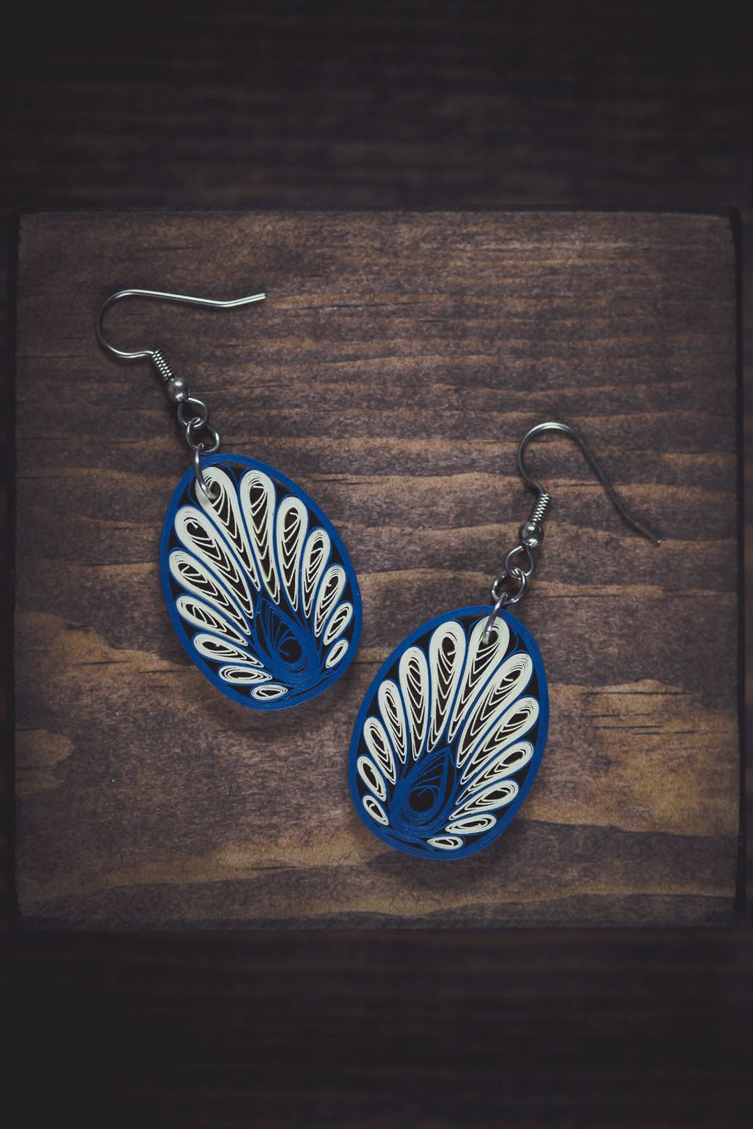 Buy Peacock Blue Paper Quilling Earrings Feather Earrings 1st  Anniversary Gift for Her Paper Quilled Earrings Paper Quilling Jewelry  Online in