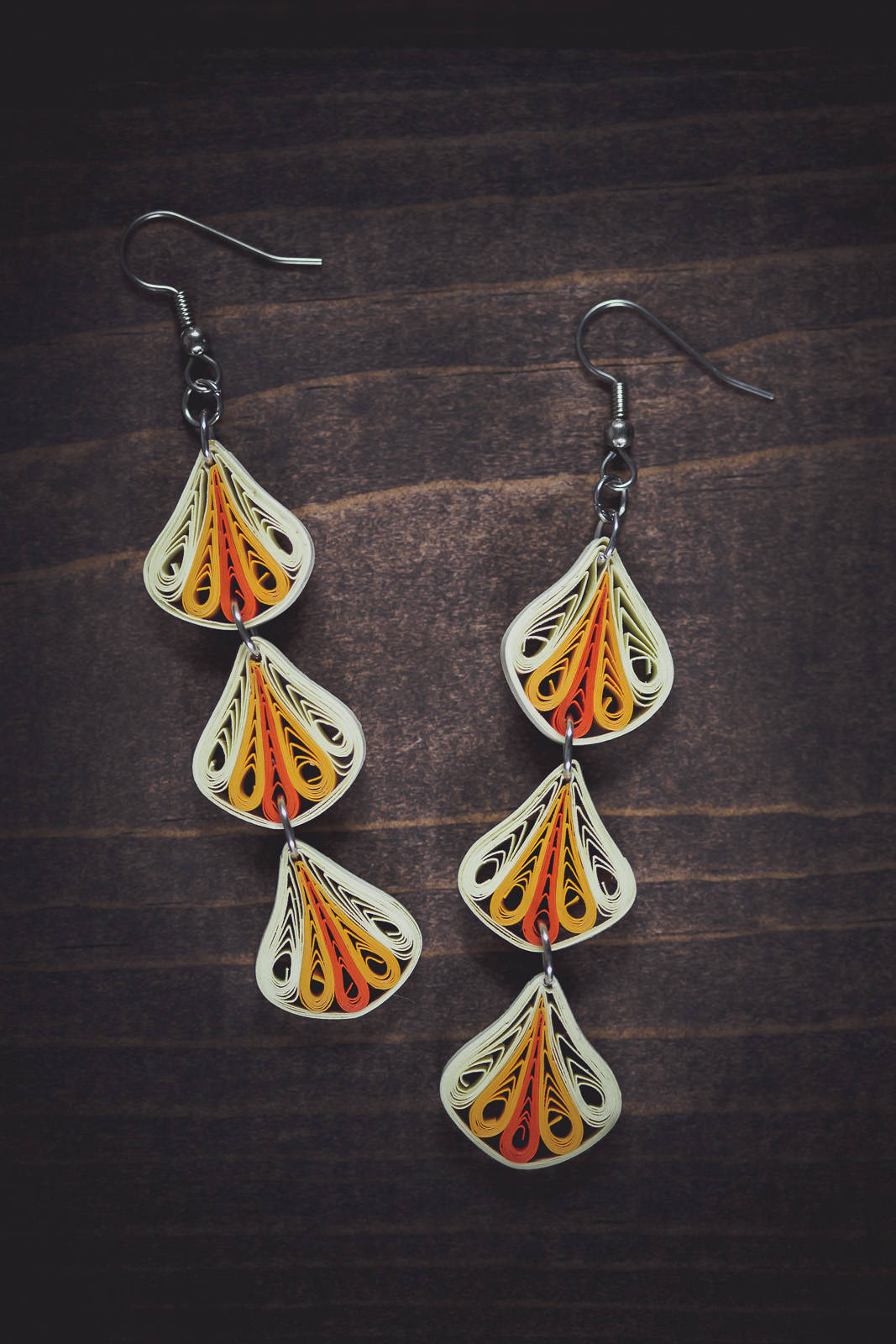 Orange earrings/ Shades of orange earrings/ Long earrings/ Etsy