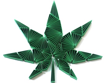 Marijuana Leaf Paper Quilling Art Work - Cannabis Paper Quilled Art - 1st Anniversary gift for her - Farmhouse Decor - Bedroom Wall Decor