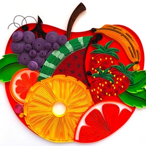 Fruits Paper Quilling Art Decor - Dining Room Art Decor Gift for her - Unique Elegant Art Decor - Quilled Fruit Art  - Best Gift For Mom