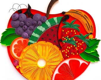 Fruits Paper Quilling Art Decor - Dining Room Art Decor Gift for her - Unique Elegant Art Decor - Quilled Fruit Art  - Best Gift For Mom