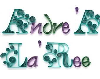 Custom Name Sign Paper Quilling Art Work -1st Anniversary Name Wall Decor Gift - Nursery Personalized Name Art - Paper Quilled Framed Art