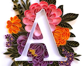 Initial A Paper Quilling Nursery Art Decor - Initial Art Gifts for Loved Ones - Personalized Initial Gift-Unique Sustainable paper Art Decor