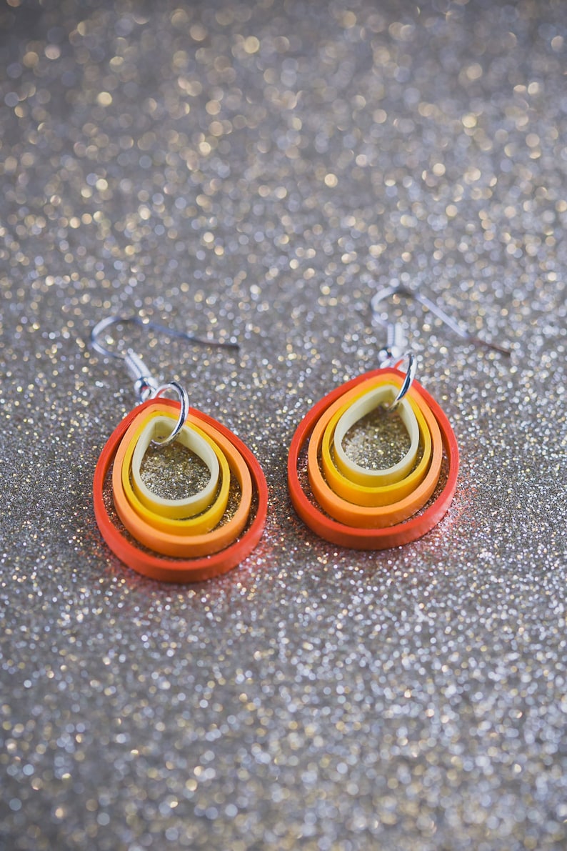 Buy Orange Teardrop Quilling Earrings Paper Quilling Earrings Online in