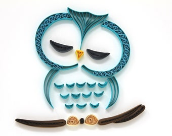 Owl Wall Art - Nursery Room Decor - Quilled Wall Art - Owl Nursery - Paper Quilled Art - Girls Room Decor - Paper Owl - Owl Artwork