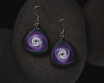 Purple Geometric Paper Quilling Earrings - 1st Anniversary Gift For Her - Paper Quilled Earrings - Paper Quilling Jewelry -Mother's Day Gift