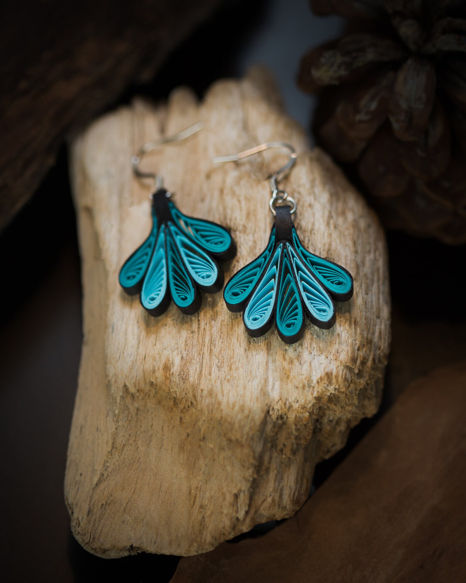 Turquoise Aqua Paper Quilling Earrings 1st Anniversary Gift - Etsy