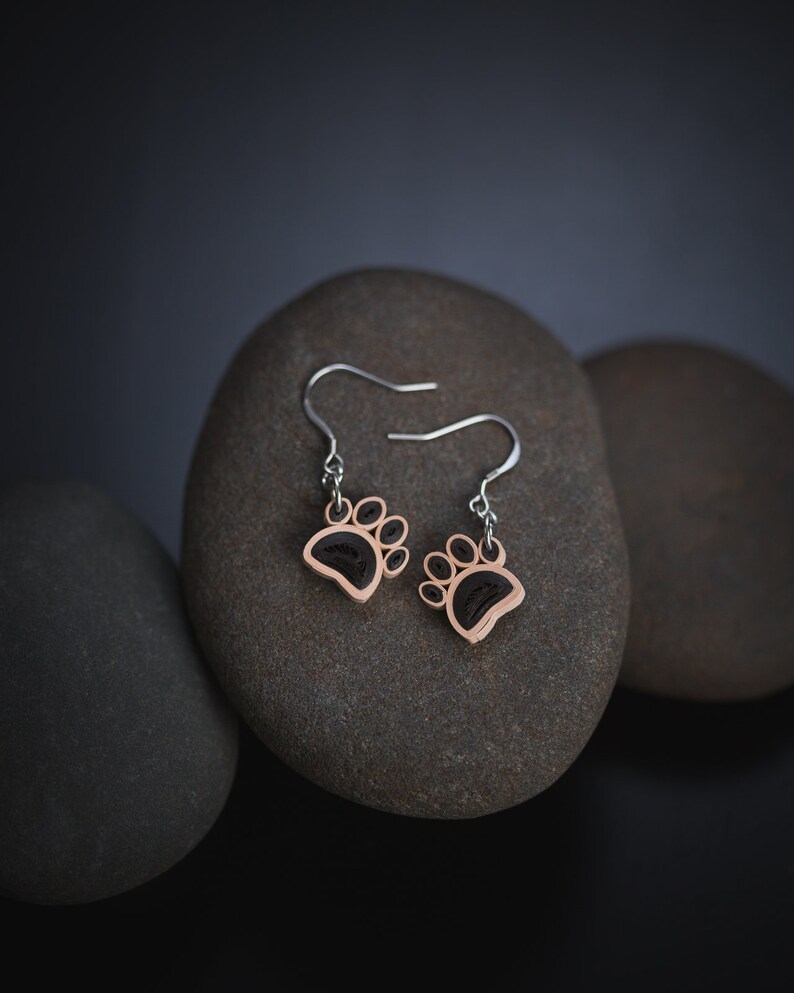 Dog Paw Dangle Paper Quilling Earrings Paper Quilling Etsy