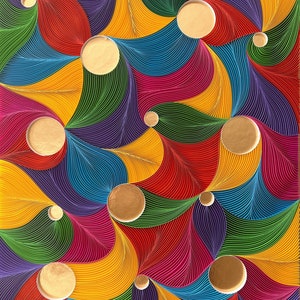 Golden Kaleidoscope Paper Quilling Abstract Art Decor - Symphony Of Colors Abstract Art - Original Art For Art- Geometrical Abstract Art