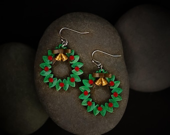 Pendientes de corona de filigrana de papel hechos a mano / Joyería festiva para las fiestas, ecológicos