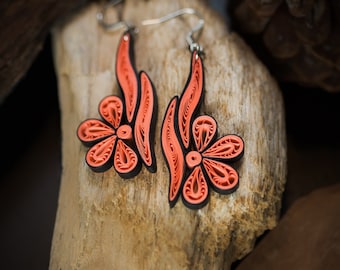 Long Paper Quilling Earrings 1st Anniversary Gift for Her
