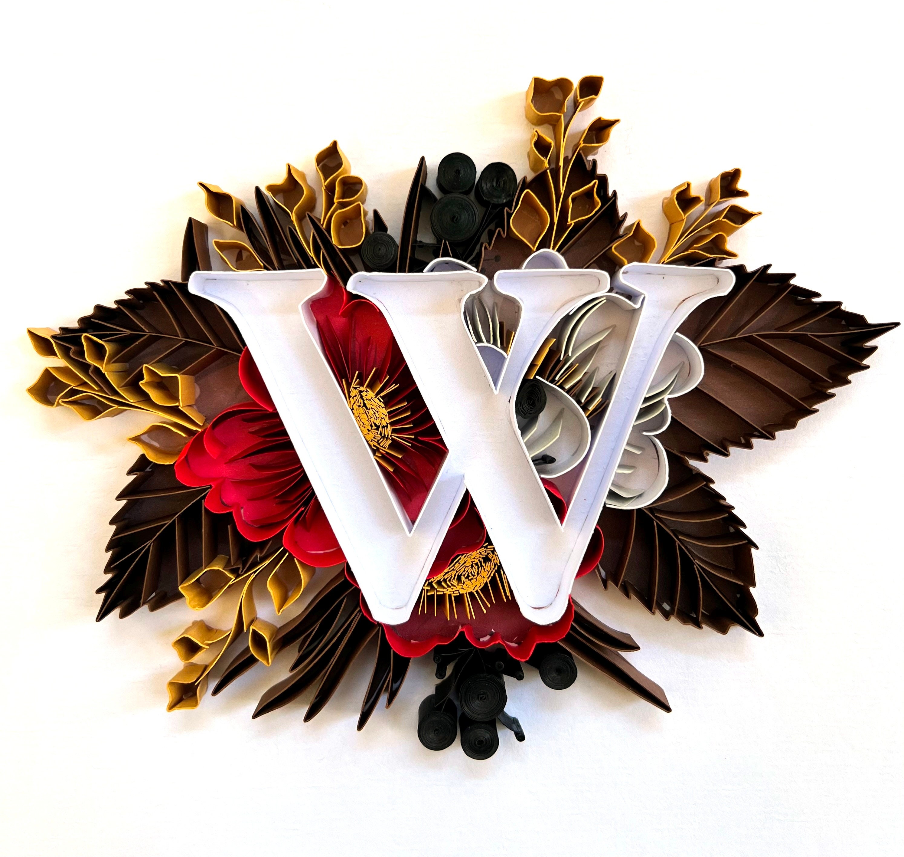 Initial W Paper Quilling Nursery Art Decor - Initial Art Gifts for Loved Ones - Personalized Initial Gift-Unique Sustainable paper Art Decor