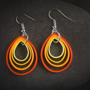 Orange Teardrop Quilling Earrings - Paper Quilling Earrings - 1st Anniversary Gift For Her - Light weight Quilled Earrings - Filigree