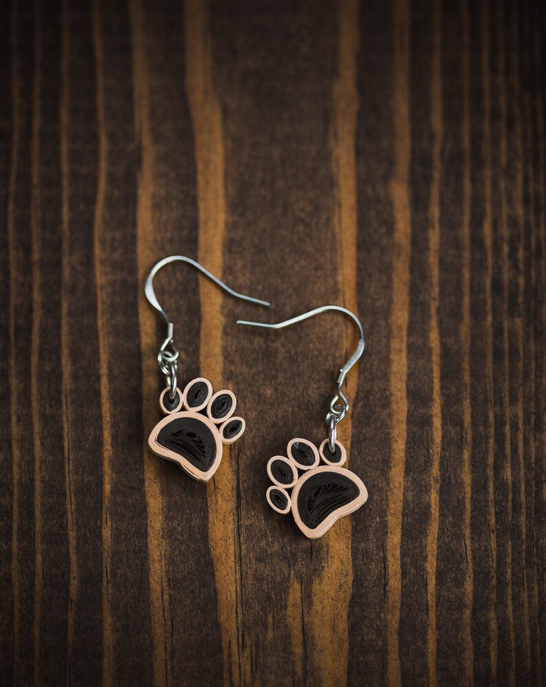 Dog Paw Dangle Paper Quilling Earrings Paper Quilling Etsy
