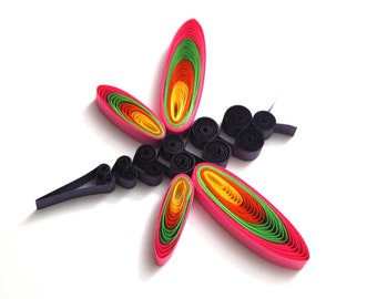 Dragonfly Paper Quilling Art work - 1st Anniversary Gift for her - Farmhouse Decor - Paper Quilled Art - Nursery Room Wall Decor