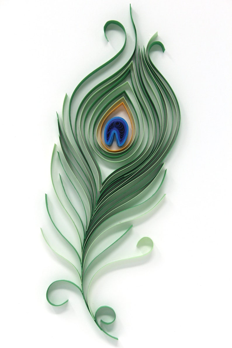 Peacock Feather/ Quilling/ Quill/ Paper Art/ Quilled Peacock/ Etsy