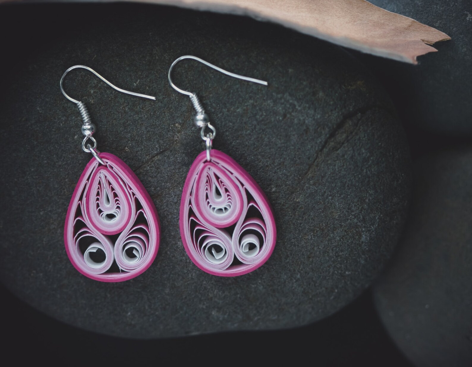 Pink paper earrings/ Quilling earrings/ Earrings/ Paper Etsy