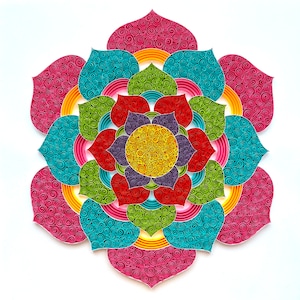 Arte quilling di carta mandala multicolore - Decorazione d'arte geometria sacra - Arte spirituale incorniciata - Miglior regalo per papà - Miglior regalo per collezionisti d'arte