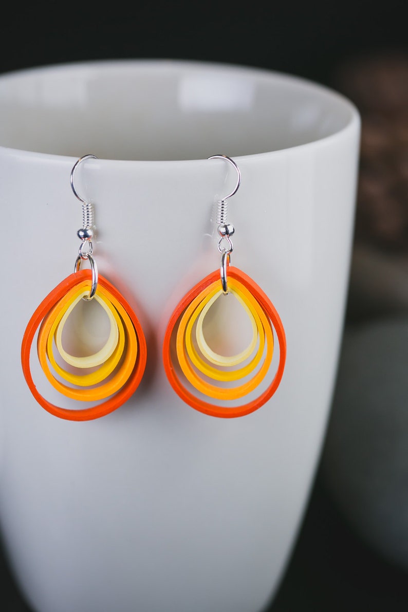 Buy Orange Teardrop Quilling Earrings Paper Quilling Earrings Online in