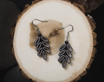 Black 1st Anniversary Paper Quilling Earrings Gift - Paper Quilled Jewelry - Mother's Day Gift For Mom -  Boho Dangle Geometric Earrings