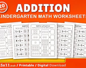 Zusatz Kindergarten Mathe Arbeitsblätter - Digitaler Download