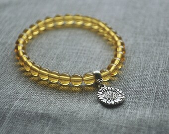 Solrosberlockarmband: Tjeckiska glaspärlor Boho-smycken