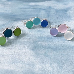 Seeglas Ring - Verstellbarer Ring - Gefrosteter Glas Ring - Strand Ring - Boho Ring - Cabochon Ring