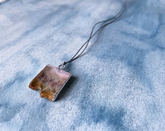 Collar con colgante de citrino: piedra natural, cordón de nailon