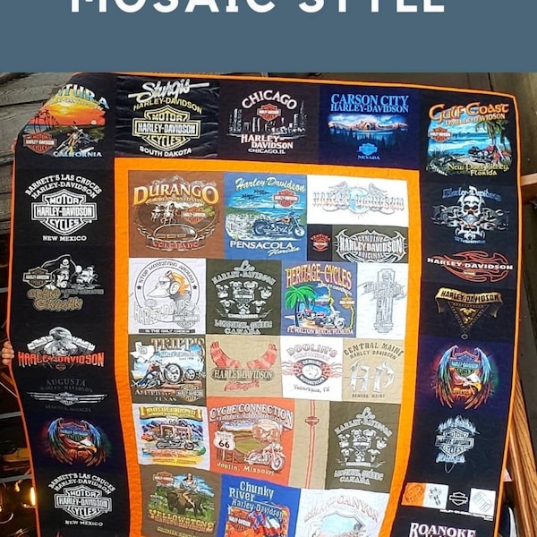 Custom made t-shirt quilt, Block style or mosaic puzzle style blanket, Gift for high school or college graduate, DEPOSIT ONLY, Arkansas shop