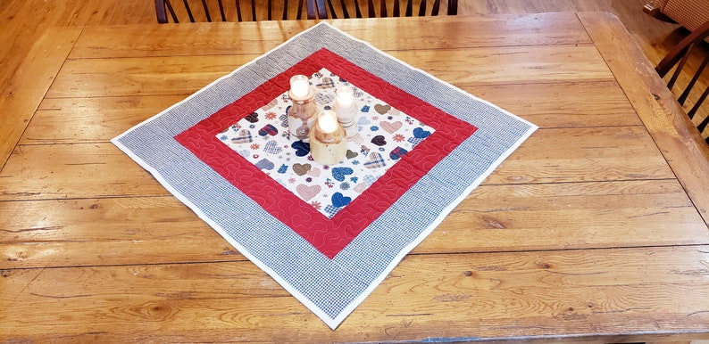 Square Quilted Table Topper Country Farmhouse Style Decor Etsy