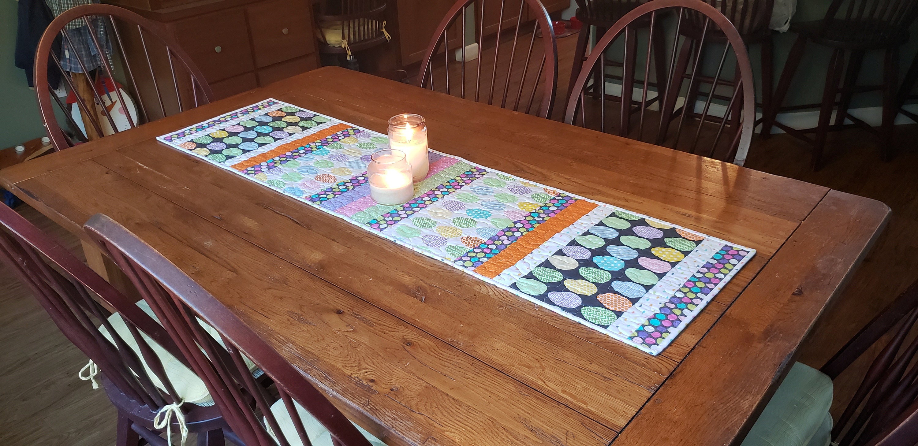 Fun Whimsical Non Traditional Easter Table Runner Patchwork 50