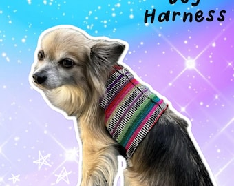 Arnés para perros de tela mexicana hecho a mano, chaleco con cierre de velcro seguro