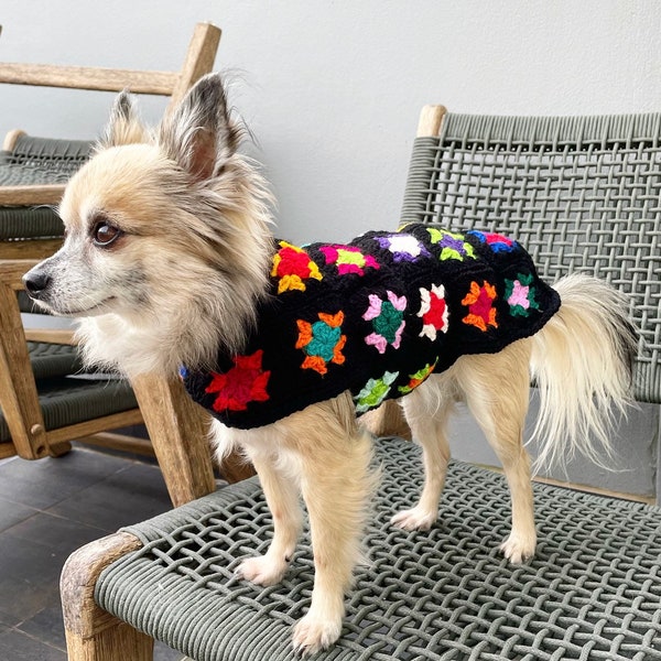 Vintage Crochet Dog  Coat, Dog Jumper, Dog Clothes, Pet Accessories