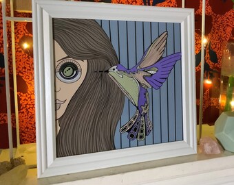 Hummingbird Art Print, Hummingbird Wall Art