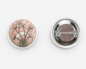 Floral design Round Pin Back Button