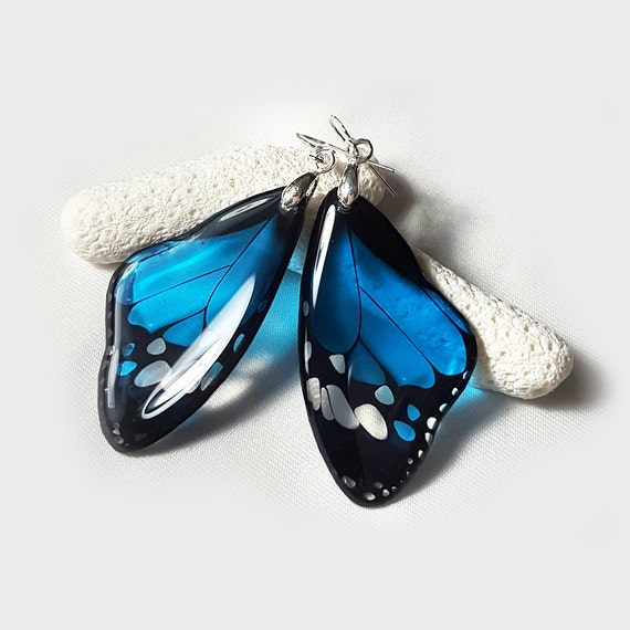 Sterling Silver Mini Butterfly With Simulated Blue Turquoise Chips Inlay Charm