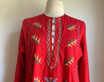 Vintage 1970s Northern African embroidered Kaftan dress