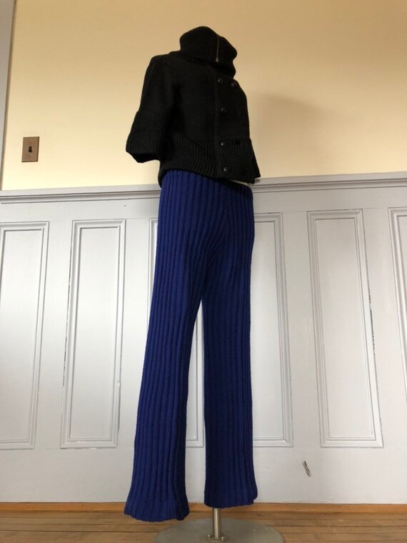 1970s blue wool pants - 1970s pants - vintage knit