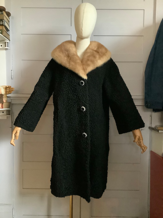 1950s Elsa Schiaparelli Persian lamb and mink coat