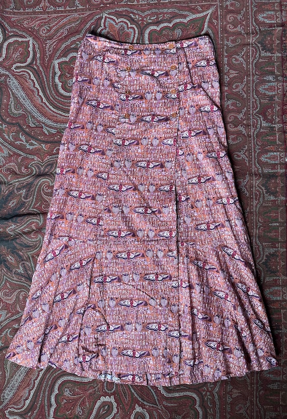 1990s cacharel printed cotton skirt