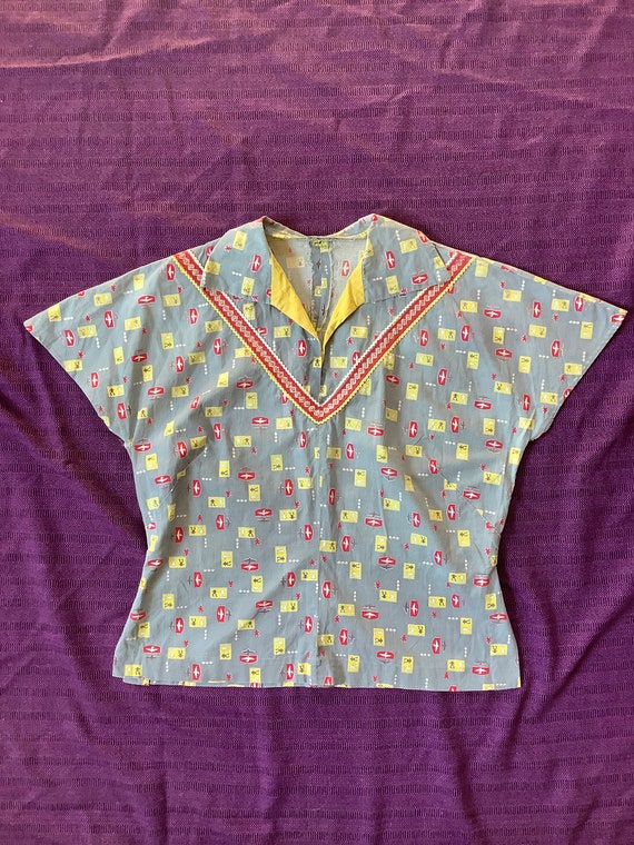 Antique 1930s cotton print blouse
