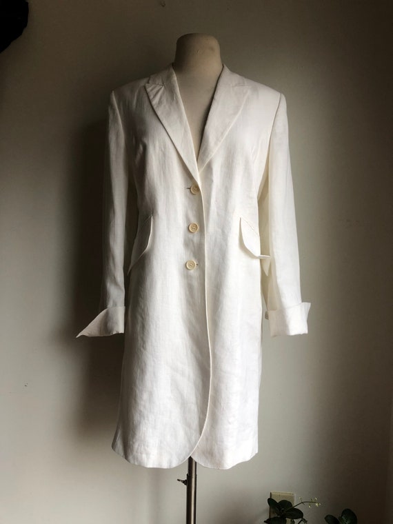 Scapa linen coat - vintage linen coat - white line