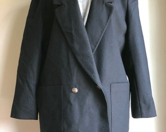 Vintage wool black blazer 1980s