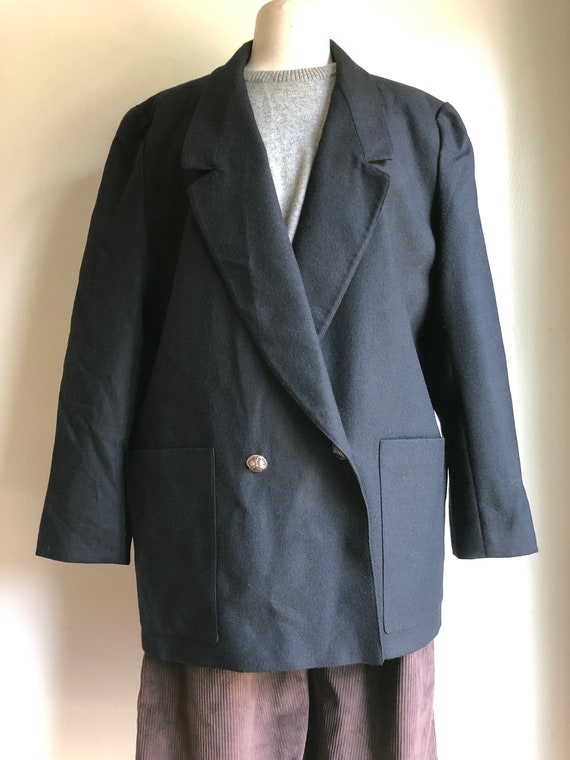 Vintage wool black blazer 1980s